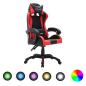 Preview: ARDEBO.de - Gaming-Stuhl mit RGB LED-Leuchten Rot und Schwarz Kunstleder