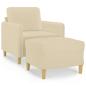 Preview: Sessel mit Hocker Creme 60 cm Stoff