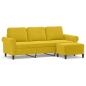 Preview: 3-Sitzer-Sofa mit Hocker Gelb 180 cm Samt