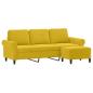 Preview: 3-Sitzer-Sofa mit Hocker Gelb 180 cm Samt