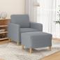Preview: ARDEBO.de - Sessel mit Hocker Hellgrau 60 cm Stoff