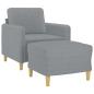 Preview: Sessel mit Hocker Hellgrau 60 cm Stoff