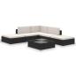 Preview: 6-tlg. Garten-Lounge-Set mit Auflagen Poly Rattan Schwarz