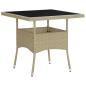 Preview: ARDEBO.de - Garten-Esstisch Beige Poly Rattan und Glas