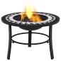 Preview: Feuerstelle Mosaik Keramik Schwarz und Weiß 68 cm