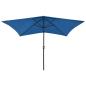Preview: Sonnenschirm mit LEDs und Stahl-Mast Azurblau 2x3 m