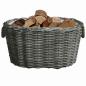 Preview: Holzkorb mit Tragegriffen 59x42x28 cm Grau Weide