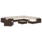 Preview: 12-tlg. Garten-Lounge-Set mit Auflagen Poly Rattan Braun