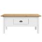 Preview: Couchtisch BODO Weiß und Braun 100x55x46 cm Massivholz Kiefer