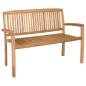 Preview: Gartenbank 2-Sitzer Stapelbar 120 cm Massivholz Teak
