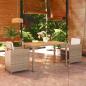 Preview: ARDEBO.de - 3-tlg. Garten-Essgruppe mit Kissen Poly Rattan Beige