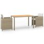 Preview: 3-tlg. Garten-Essgruppe mit Kissen Poly Rattan Beige