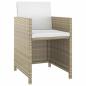 Preview: 3-tlg. Garten-Essgruppe mit Kissen Poly Rattan Beige