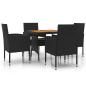 Preview: 5-tlg. Garten-Essgruppe Poly Rattan Schwarz