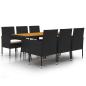 Preview: 7-tlg. Garten-Essgruppe Poly Rattan Schwarz