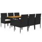 Preview: 7-tlg. Garten-Essgruppe Poly Rattan Schwarz