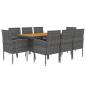 Preview: 9-tlg. Garten-Essgruppe Poly Rattan Grau
