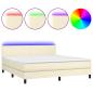 Preview: Boxspringbett mit Matratze & LED Creme 180x200 cm Kunstleder