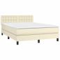 Preview: Boxspringbett mit Matratze & LED Creme 140x190 cm Kunstleder