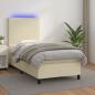 Preview: ARDEBO.de - Boxspringbett mit Matratze & LED Creme 90x190 cm Kunstleder