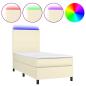 Preview: Boxspringbett mit Matratze & LED Creme 90x190 cm Kunstleder