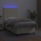 Preview: Boxspringbett mit Matratze & LED Creme 90x190 cm Kunstleder