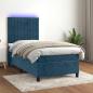 Preview: ARDEBO.de - Boxspringbett mit Matratze & LED Dunkelblau 80x200 cm Samt