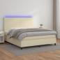 Preview: ARDEBO.de - Boxspringbett mit Matratze & LED Creme 180x200 cm Kunstleder