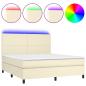 Preview: Boxspringbett mit Matratze & LED Creme 180x200 cm Kunstleder