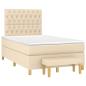 Preview: Boxspringbett mit Matratze Creme 120x200 cm Stoff