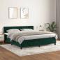 Preview: ARDEBO.de - Boxspringbett mit Matratze Dunkelgrün 160x200 cm Samt