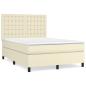 Preview: Boxspringbett mit Matratze Creme 140x190 cm Kunstleder