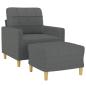 Preview: Sessel mit Hocker Dunkelgrau 60 cm Stoff
