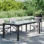 Preview: ARDEBO.de - Gartentisch Schwarz 190x90x75 cm Gehärtetes Glas Poly Rattan