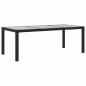 Preview: Gartentisch Schwarz 190x90x75 cm Gehärtetes Glas Poly Rattan