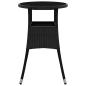 Preview: Gartentisch Ø60x75 cm Hartglas und Poly Rattan Schwarz
