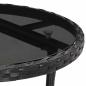 Preview: Gartentisch Ø60x75 cm Hartglas und Poly Rattan Schwarz