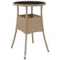 Preview: Gartentisch Ø60x75 cm Hartglas und Poly Rattan Beige