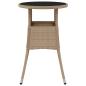 Preview: Gartentisch Ø60x75 cm Hartglas und Poly Rattan Beige