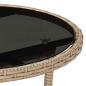 Preview: Gartentisch Ø60x75 cm Hartglas und Poly Rattan Beige