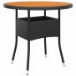 Preview: ARDEBO.de - Gartentisch Ø80x75 cm Akazienholz und Poly Rattan Schwarz