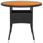 Preview: Gartentisch Ø80x75 cm Akazienholz und Poly Rattan Schwarz