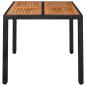 Preview: Gartentisch mit Holzplatte Schwarz 90x90x75 cm Poly Rattan