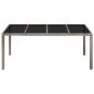 Preview: Gartentisch mit Glasplatte Grau 190x90x75 cm Poly Rattan