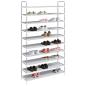 Preview: Schuhregal mit 10 Ablagen Metall und Vliesstoff Silbern