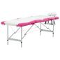 Preview: ARDEBO.de - Massageliege Klappbar 4-Zonen Aluminiumgestell Weiß und Rosa