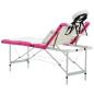Preview: Massageliege Klappbar 4-Zonen Aluminiumgestell Weiß und Rosa