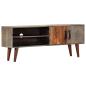 Preview: ARDEBO.de - TV-Schrank Grau 130x30x46 cm Raues Mango-Massivholz