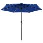 Preview: ARDEBO.de - Sonnenschirm mit LED-Beleuchtung und Alu-Mast 270 cm Azurblau