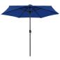 Preview: Sonnenschirm mit LED-Beleuchtung und Alu-Mast 270 cm Azurblau